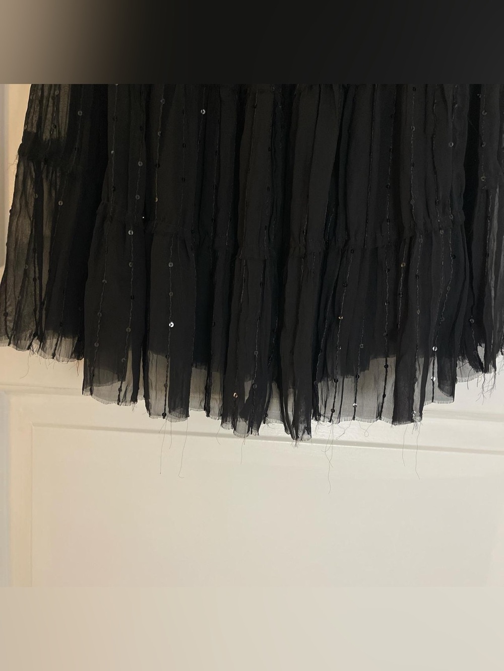 Black Tiered Sequin Maxi Skirt - Picture 5 of 6